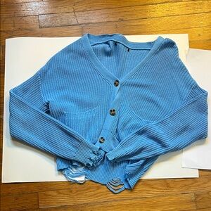 Blue Button-Up Women's Sweater